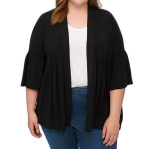 Ing Women’s Knit Three Quarter Bell Sleeve Plus Size Open Cardigan | Large